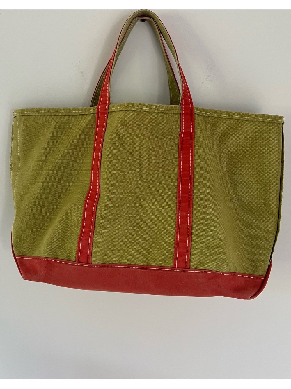 VTG LL Bean Boat & Tote Canvas Tote Bag - Rare Green Color - Extra large - Picture 2 of 10